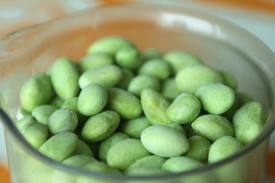 Fresh edamame (soy beans) have a firm texture and nutty taste.  